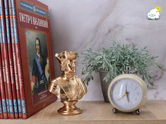 Статуэтка бюст Петр Первый, 14 см, бронза светлая